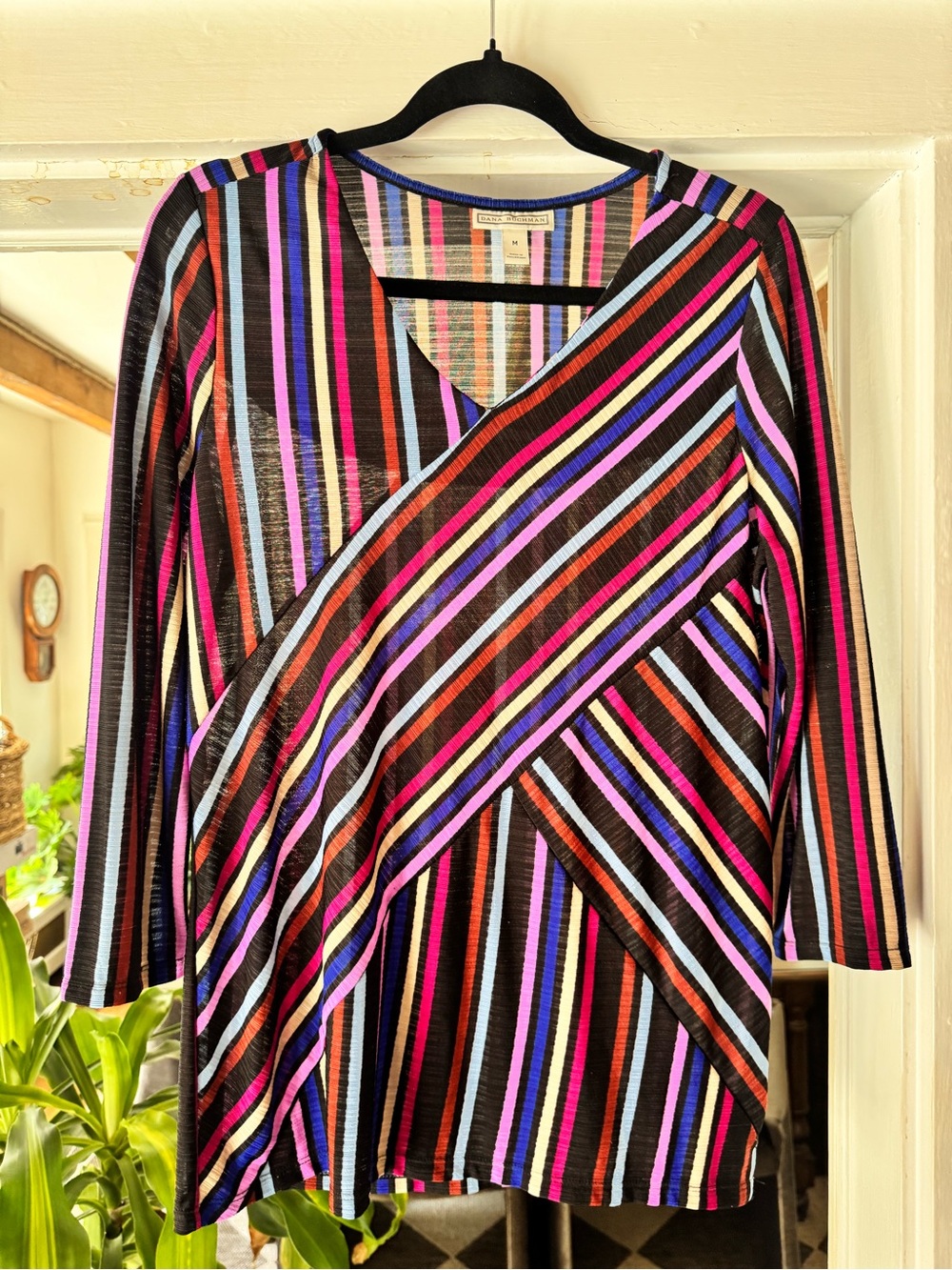 Dana Buchman Sheer Striped V-Neck